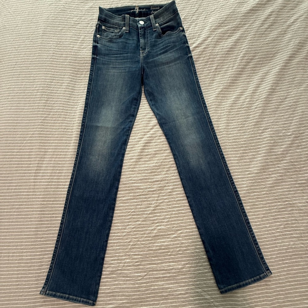 7 For All Mankind Dark Blue Straight Leg Jeans